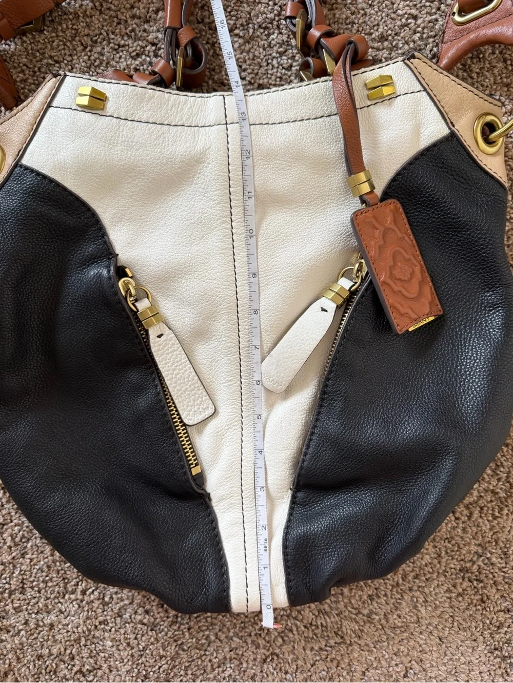 ORYANY Anthropologie New York Color Block Leather Hobo Bucket Crossbody